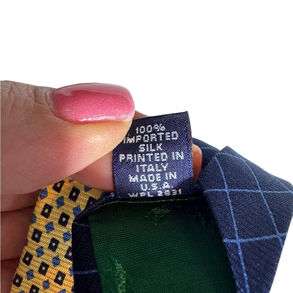 Tommy Hilfiger Mens Silk‎ Tie Quiet Luxury Old Money Formal Blue Gold Preppy